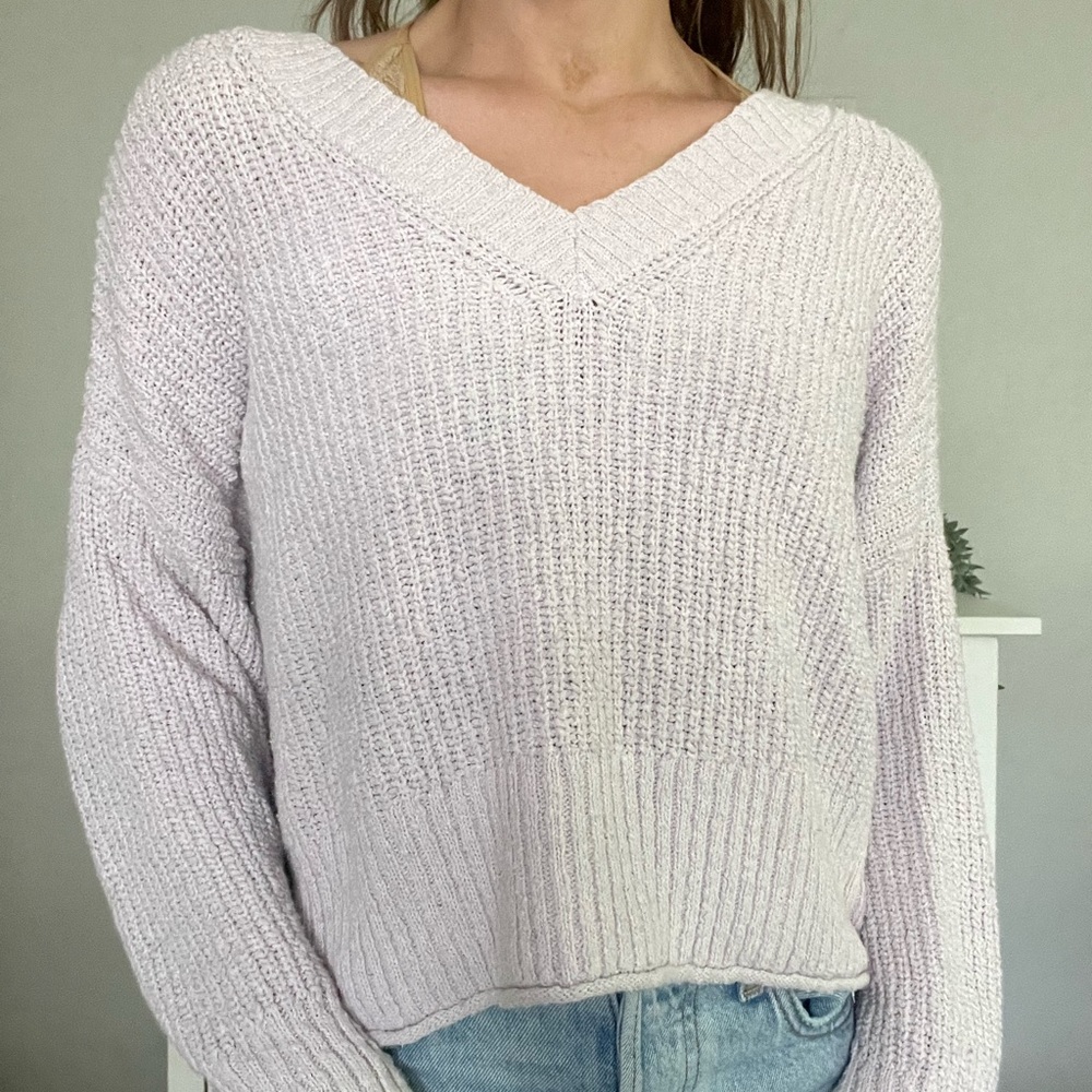 Lavender V-Neck Sweater